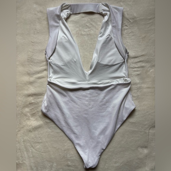 Revel Rey White Plunge One-Piece Swimsuit - Picture 8 of 10